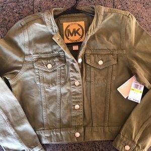 NWT Michael Kors Smoky Olive Denim Jacket